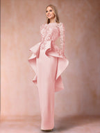 Brielle pearl pink front view mother of the bride dress