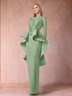 Brielle sage green front view mother of the bride dress