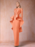 Brielle coral front view mother of the bride dress