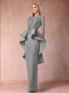 Lavinia Dove Silver front view mother of the bride dress