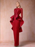 Lavinia Dove Burgundy side view mother of the bride dress