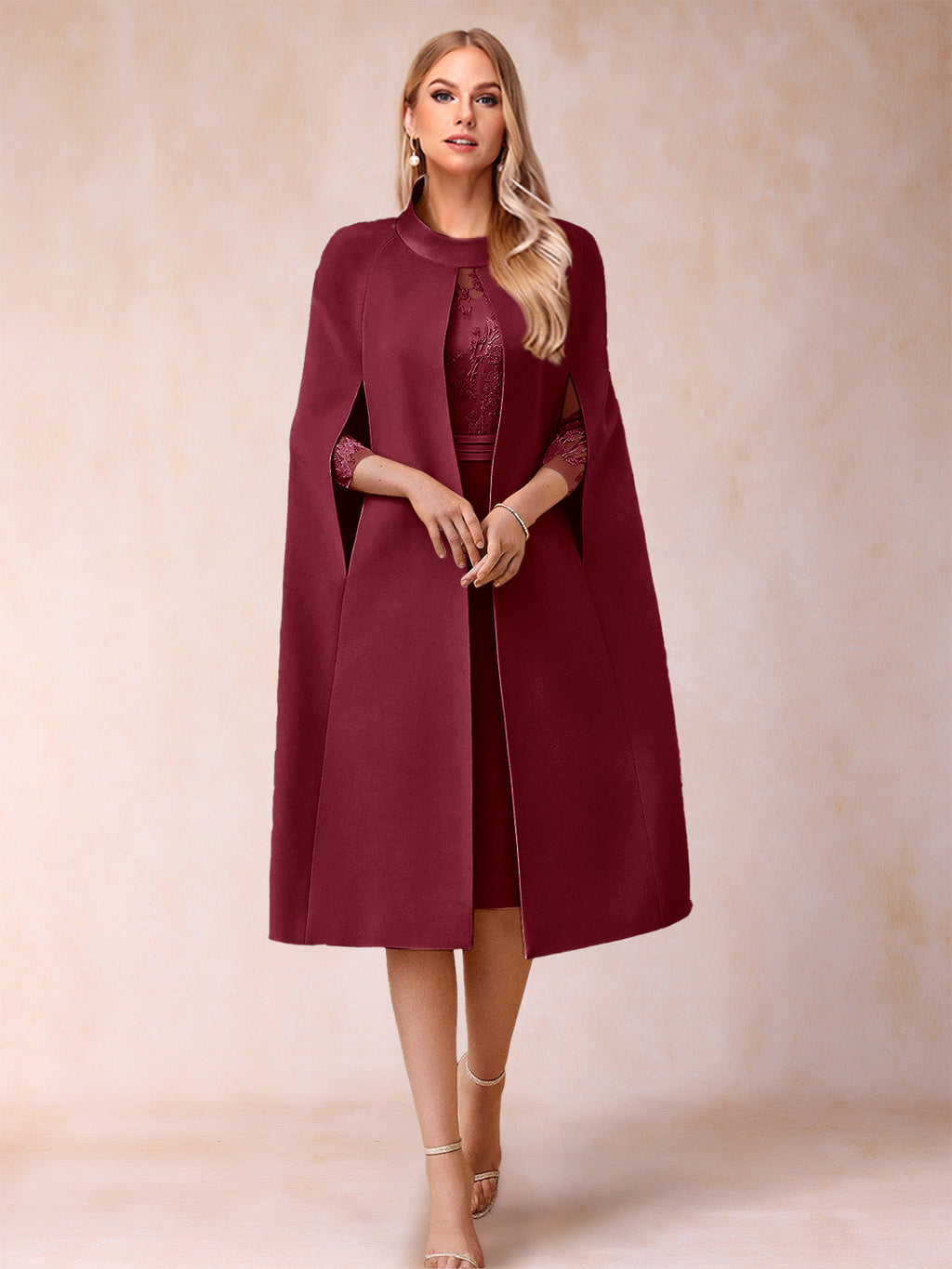 Elena Mae Burgundy back view mother of the bride dress