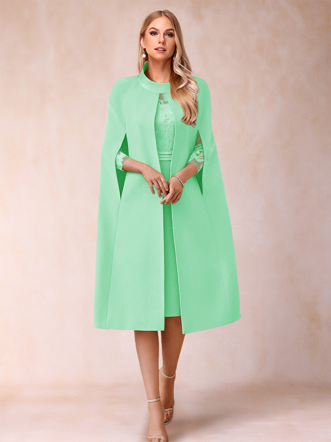 Elena Mae Mint Green front view mother of the bride dress
