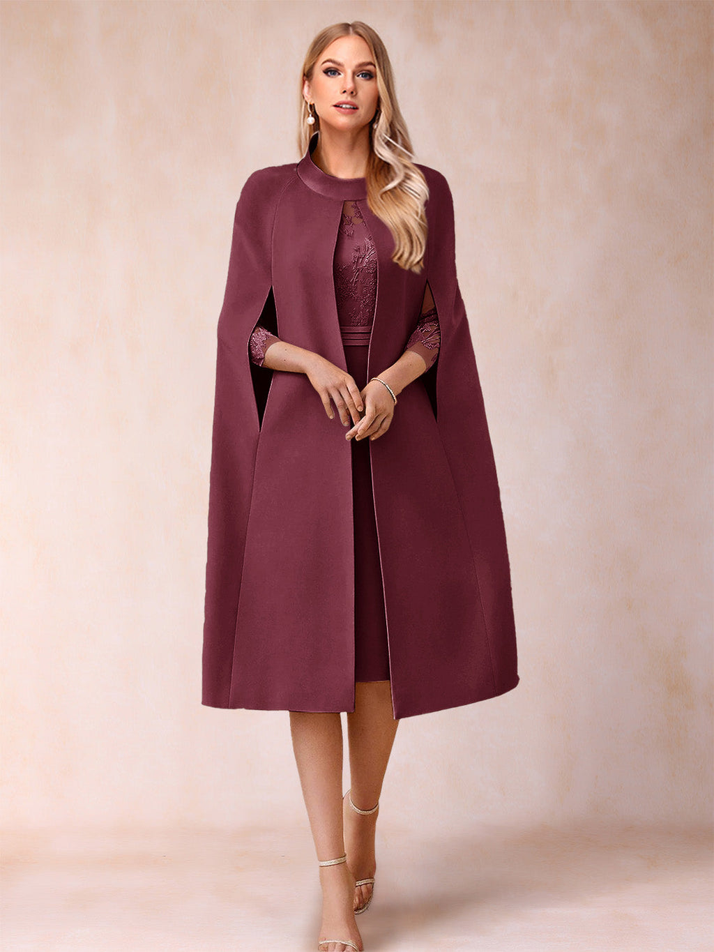Elena Mae Plum front view mother of the bride dress
