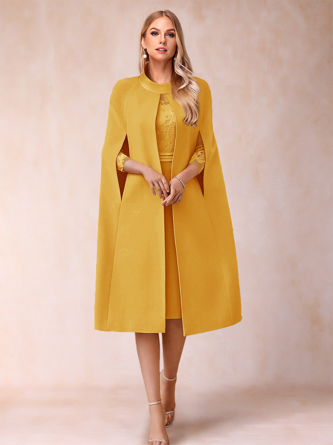 Elena Mae Gold front view mother of the bride dress
