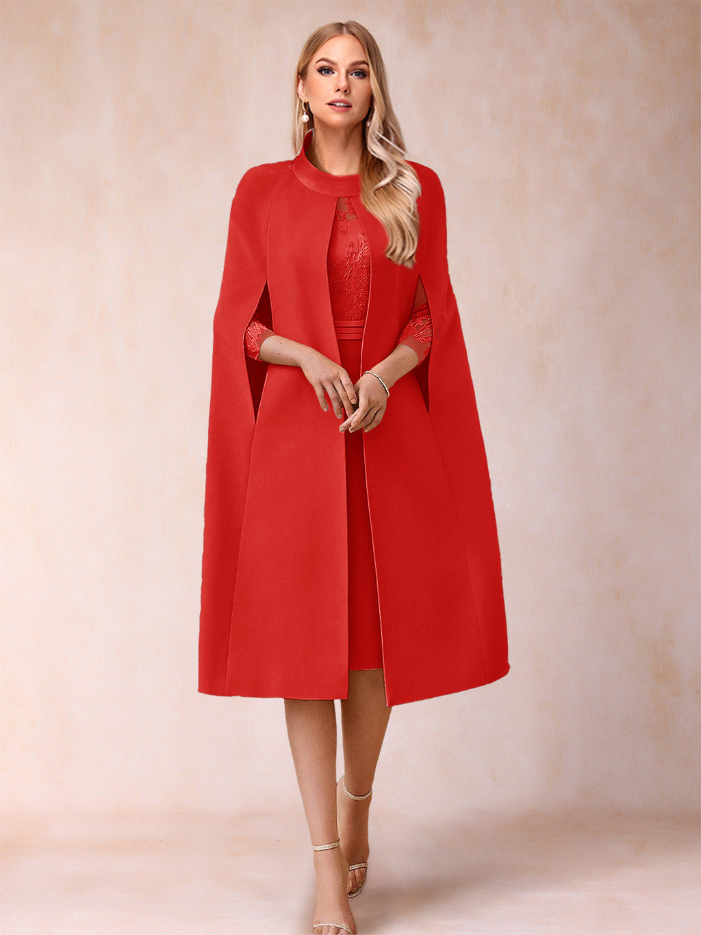 Elena Mae Red front view mother of the bride dress