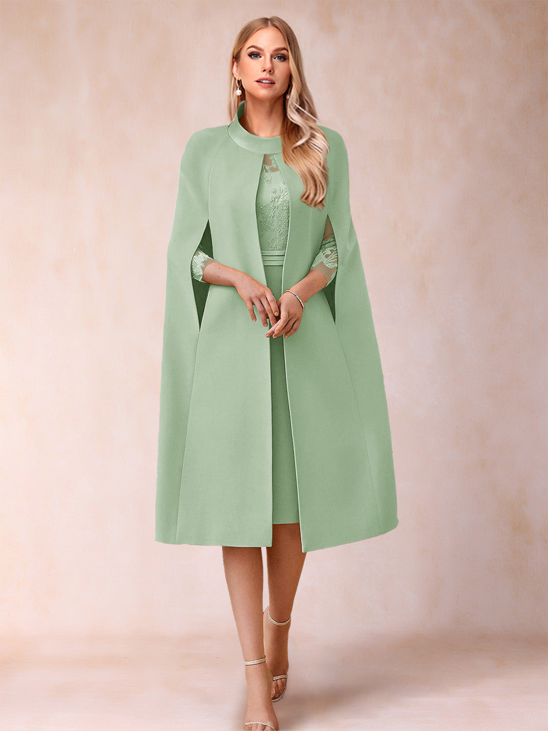 Elena Mae Sage Green front view mother of the bride dress