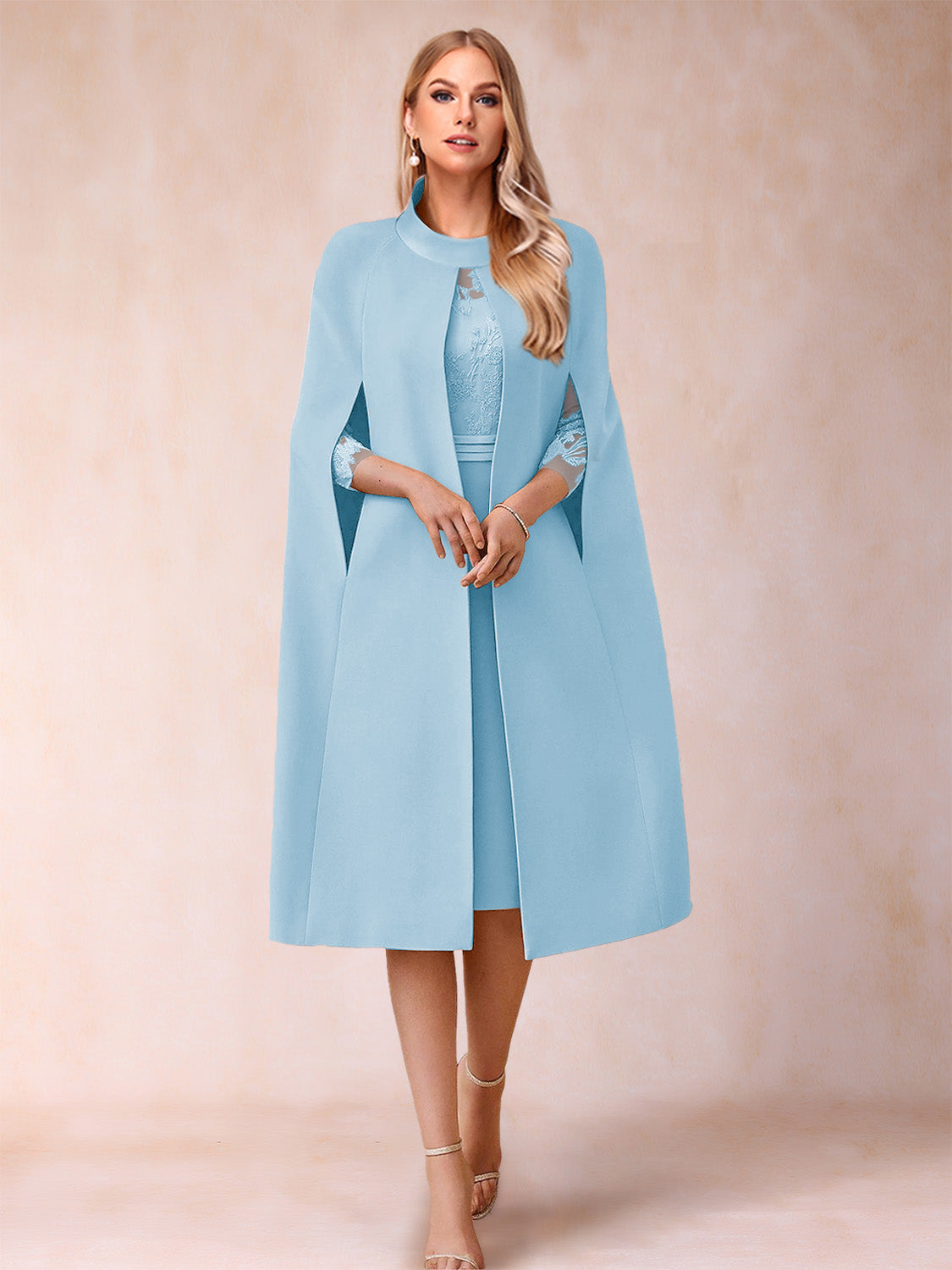 Elena Mae Sky Blue side view mother of the bride dress
