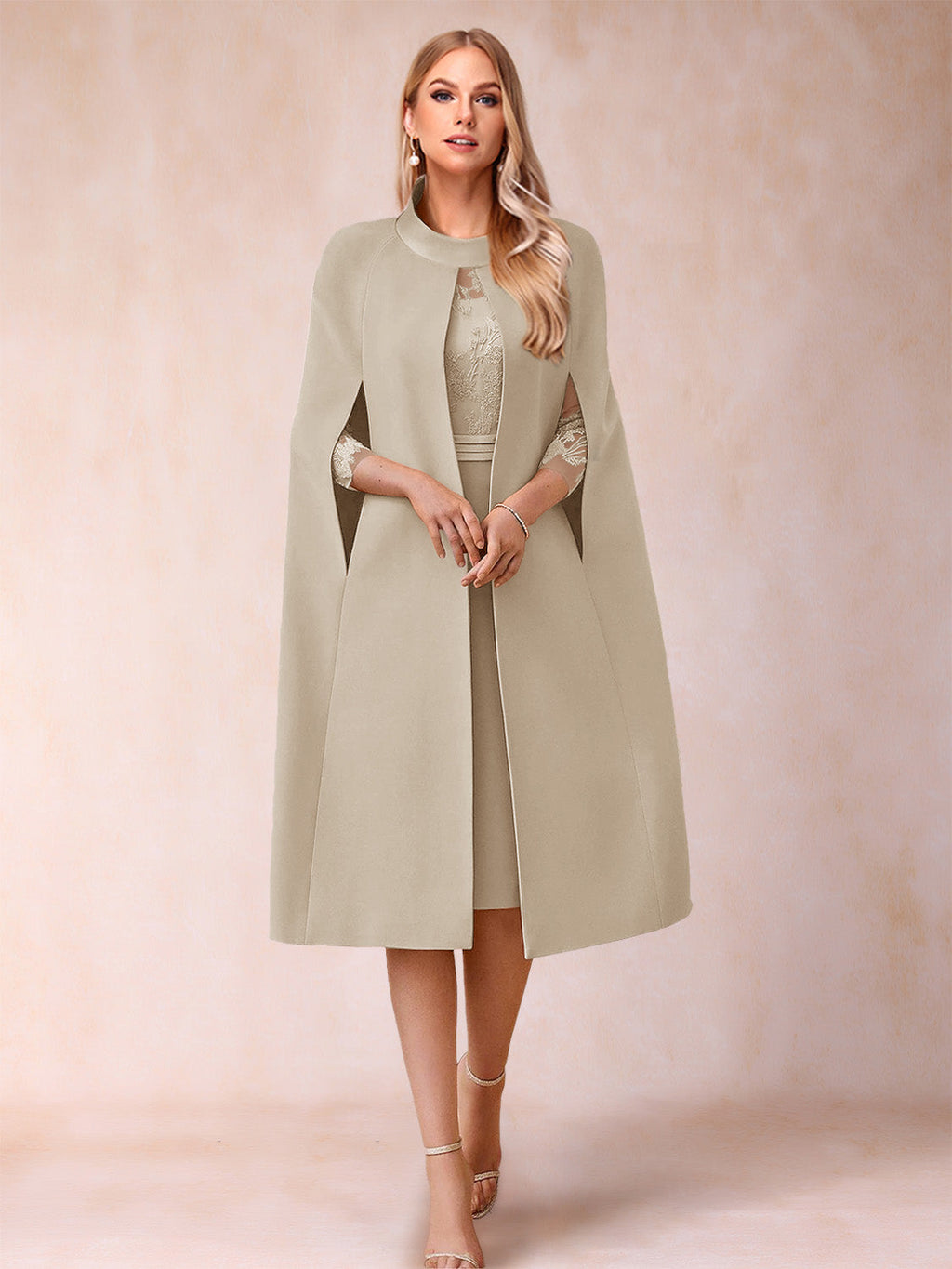 Elena Mae Taupe front view mother of the bride dress