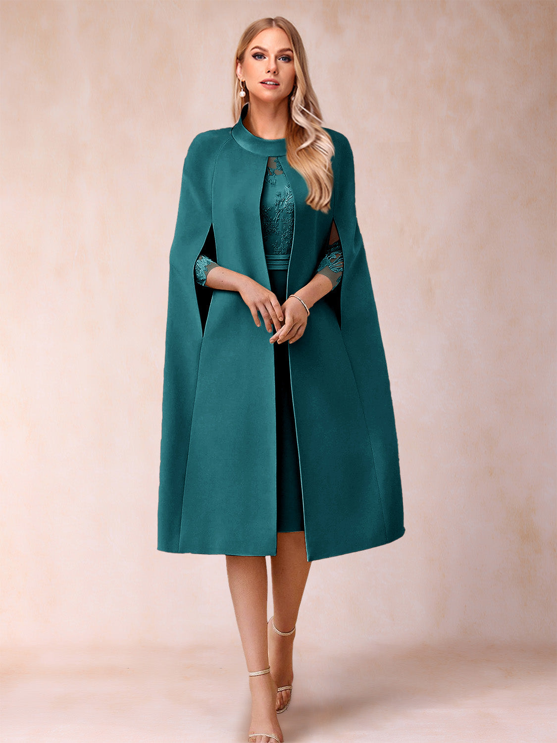 Elena Mae Teal front view mother of the bride dress