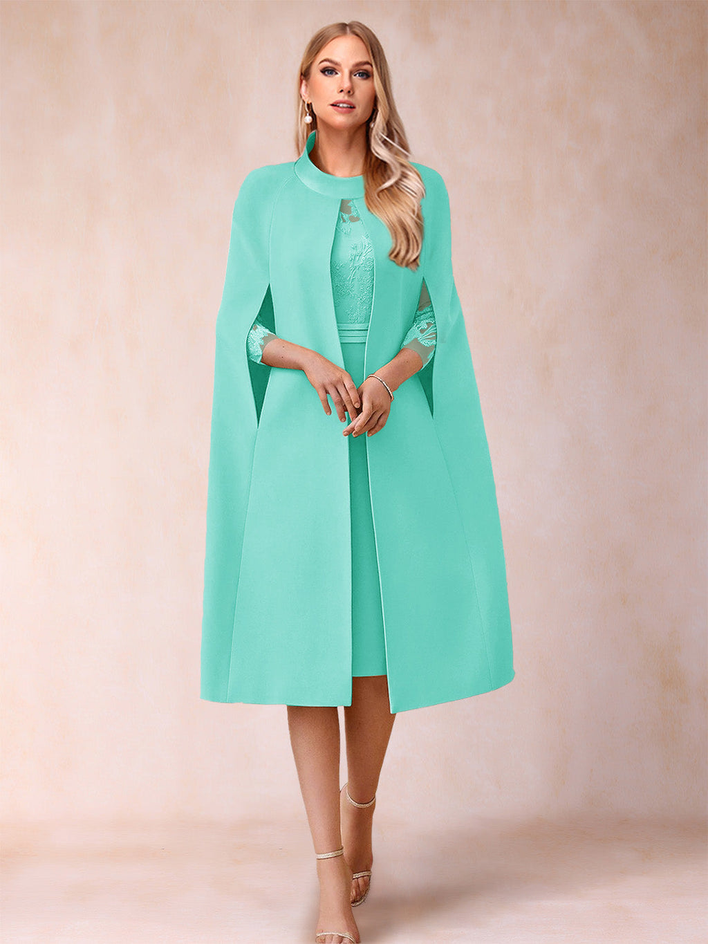 Elena Mae Turquoise front view mother of the bride dress