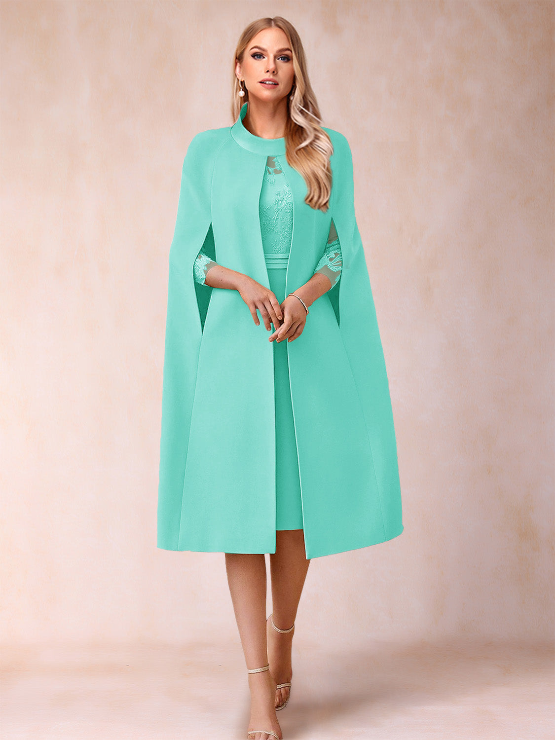 Elena Mae Turquoise front view mother of the bride dress