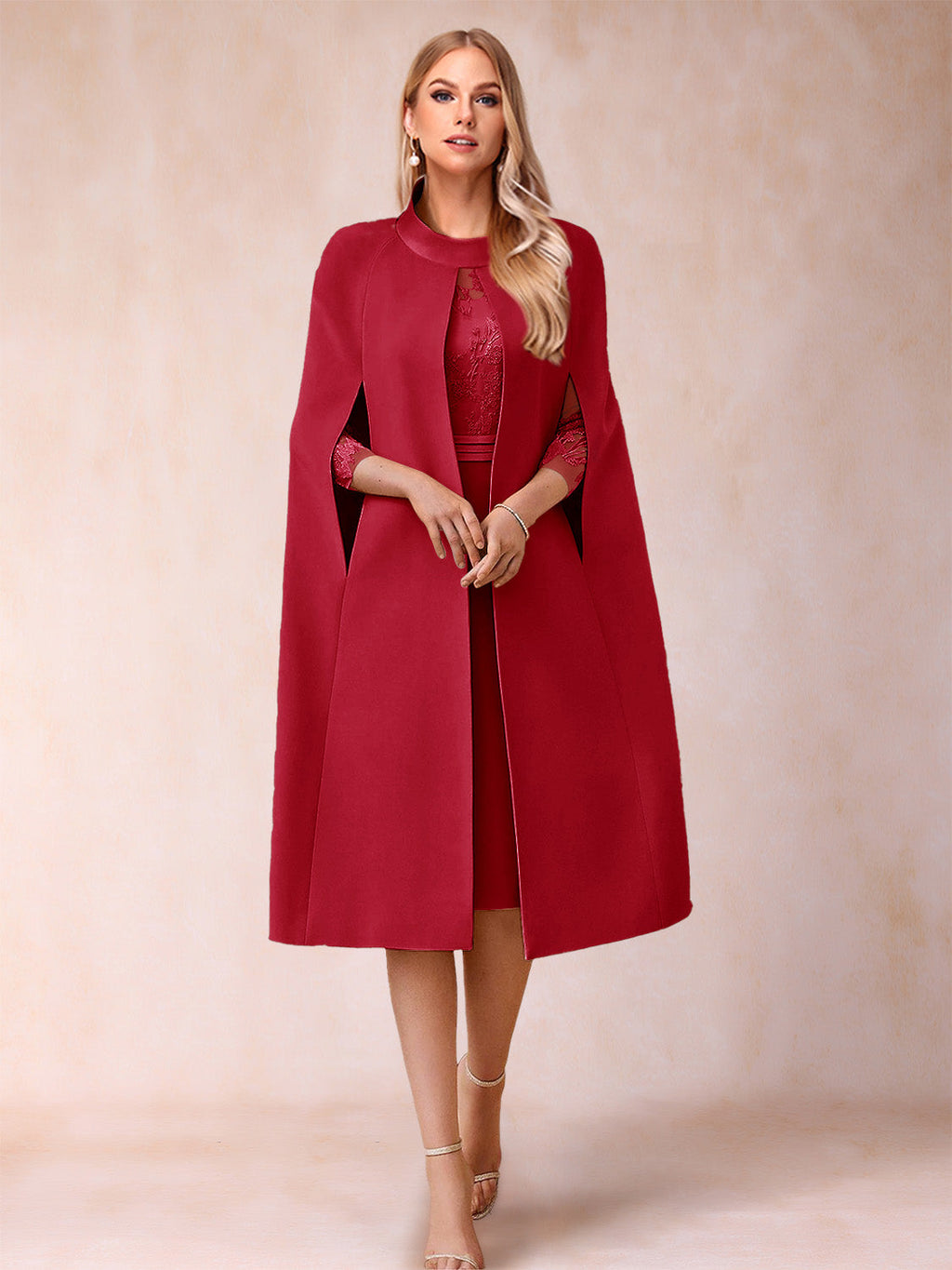 Elena Mae Burgundy side view mother of the bride dress