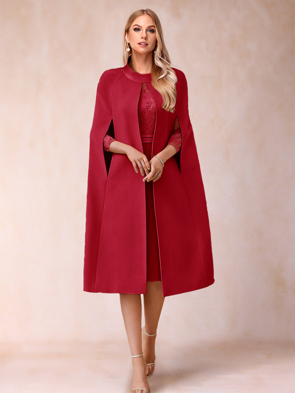 Elena Mae Burgundy side view mother of the bride dress
