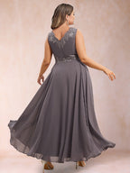Ophelia Simone Steel Blue back view mother of the bride dress