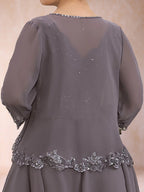 Ophelia Simone Steel Blue side view mother of the bride dress