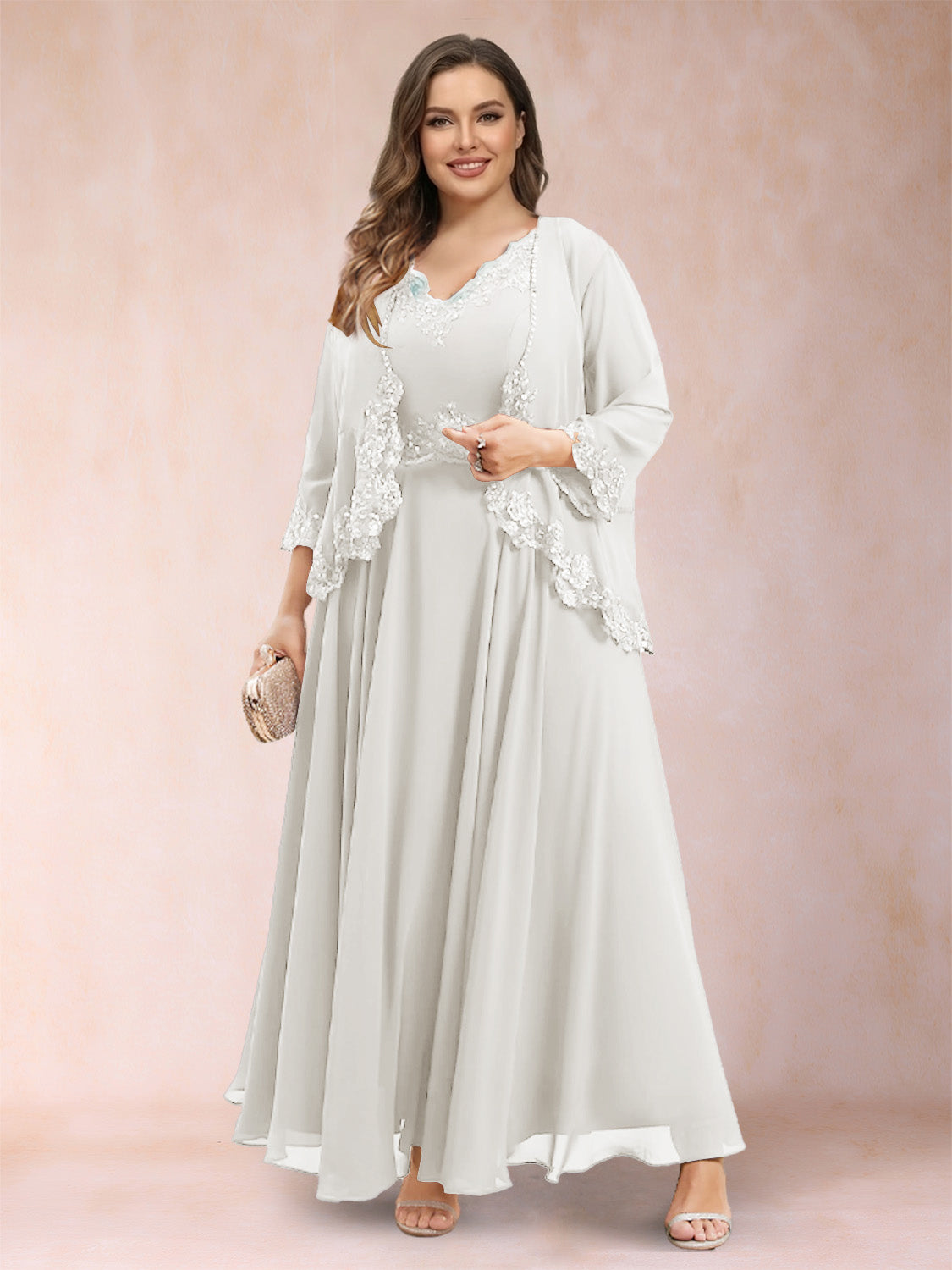 Ophelia Simone Ivory front view mother of the bride dress
