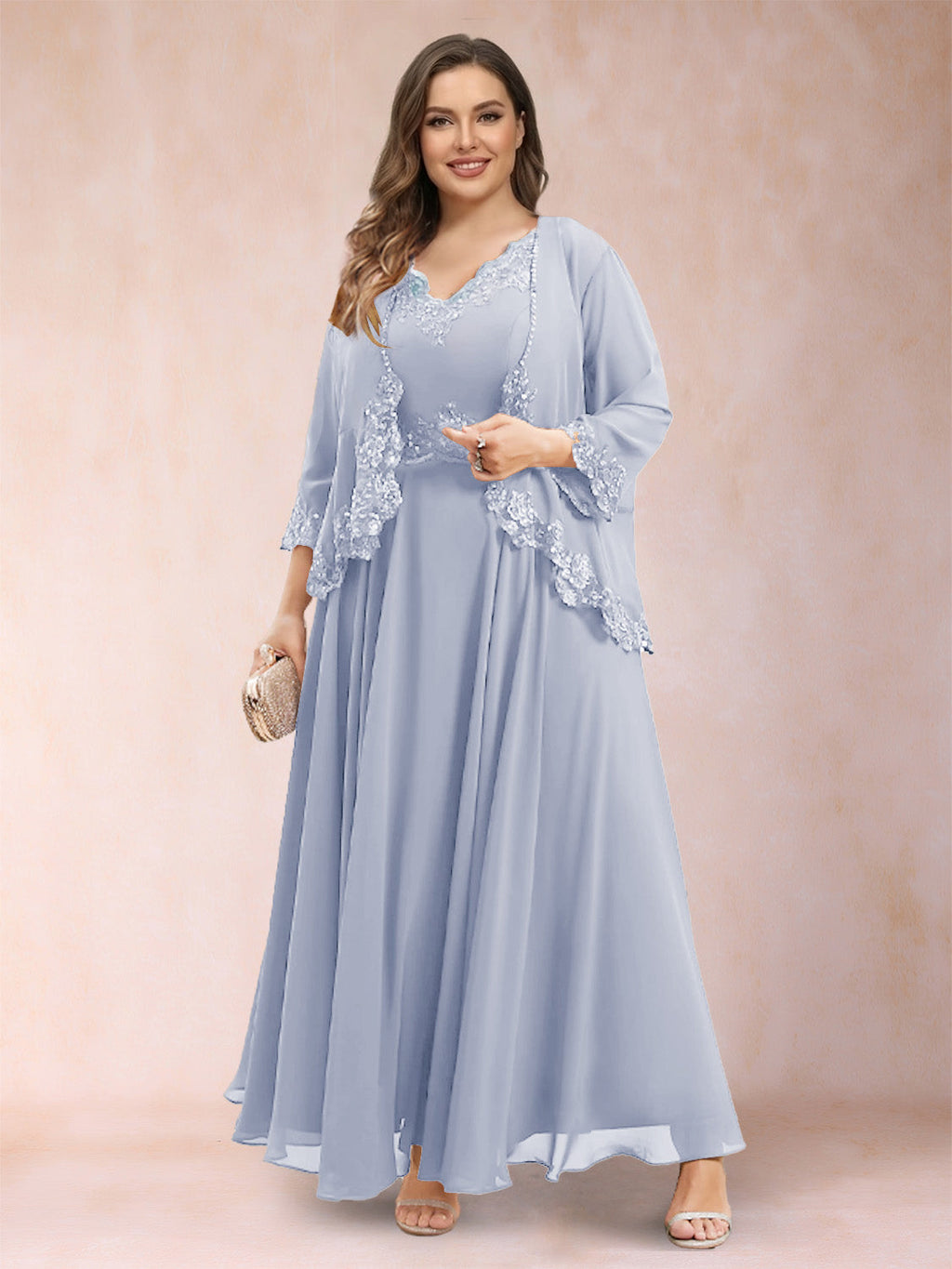 Ophelia Simone Lavender front view mother of the bride dress