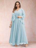 Ophelia Simone Sky Blue front view mother of the bride dress