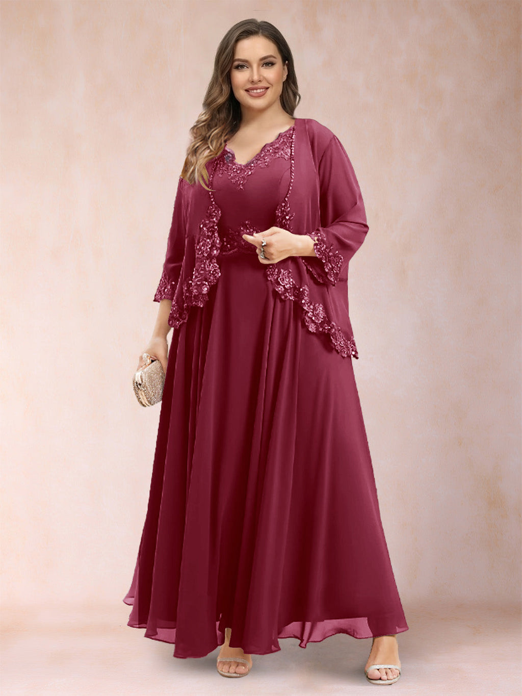 Ophelia Simone Burgundy back view mother of the bride dress