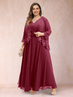 Ophelia Simone Burgundy back view mother of the bride dress