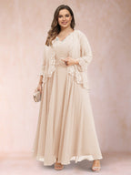 Ophelia Simone Champagne back view mother of the bride dress