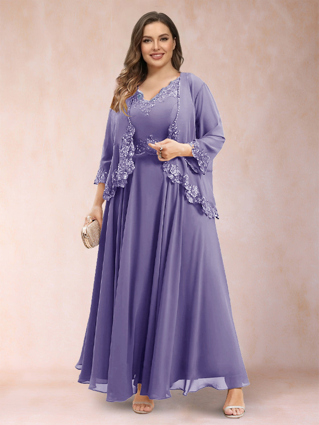 Ophelia Simone Lilac front view mother of the bride dress