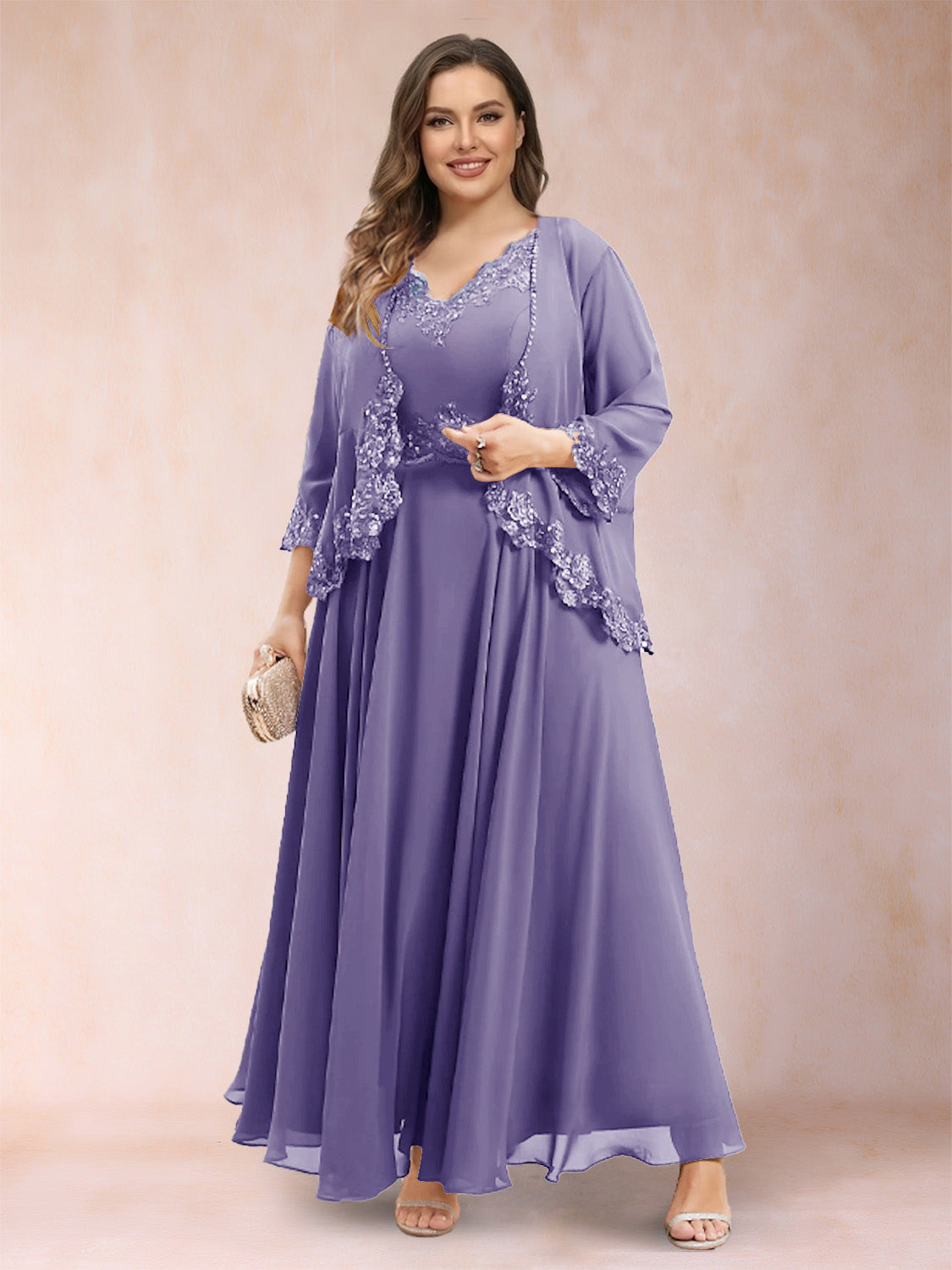 Ophelia Simone Lilac front view mother of the bride dress