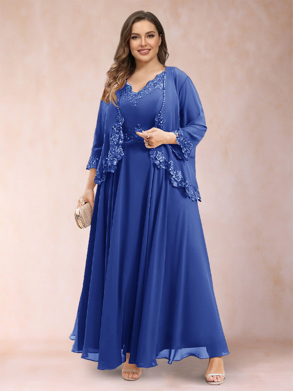 Ophelia Simone Royal Blue back view mother of the bride dress
