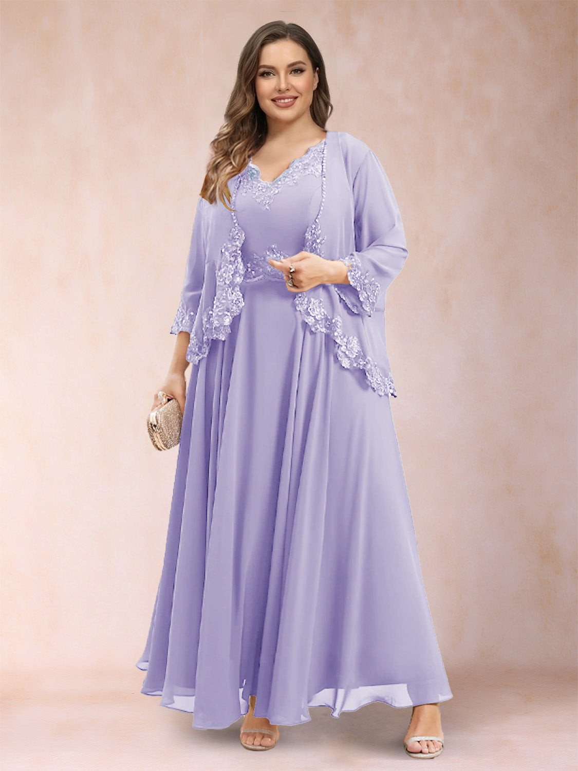 Ophelia Simone Lilac back view mother of the bride dress