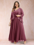 Ophelia Simone Plum front view mother of the bride dress