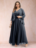 Ophelia Simone Navy Blue front view mother of the bride dress