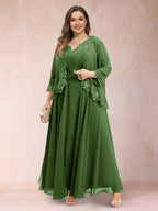 Ophelia Simone Olive Green front view mother of the bride dress