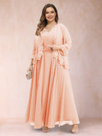 Ophelia Simone Peach front view mother of the bride dress