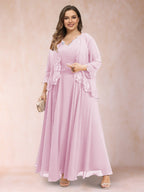 Ophelia Simone Rose Pink front view mother of the bride dress