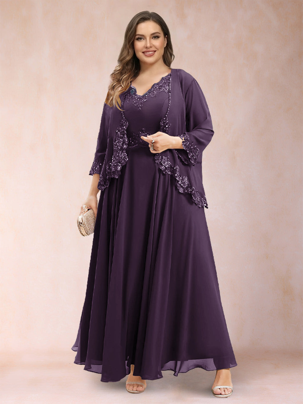 Ophelia Simone Plum back view mother of the bride dress