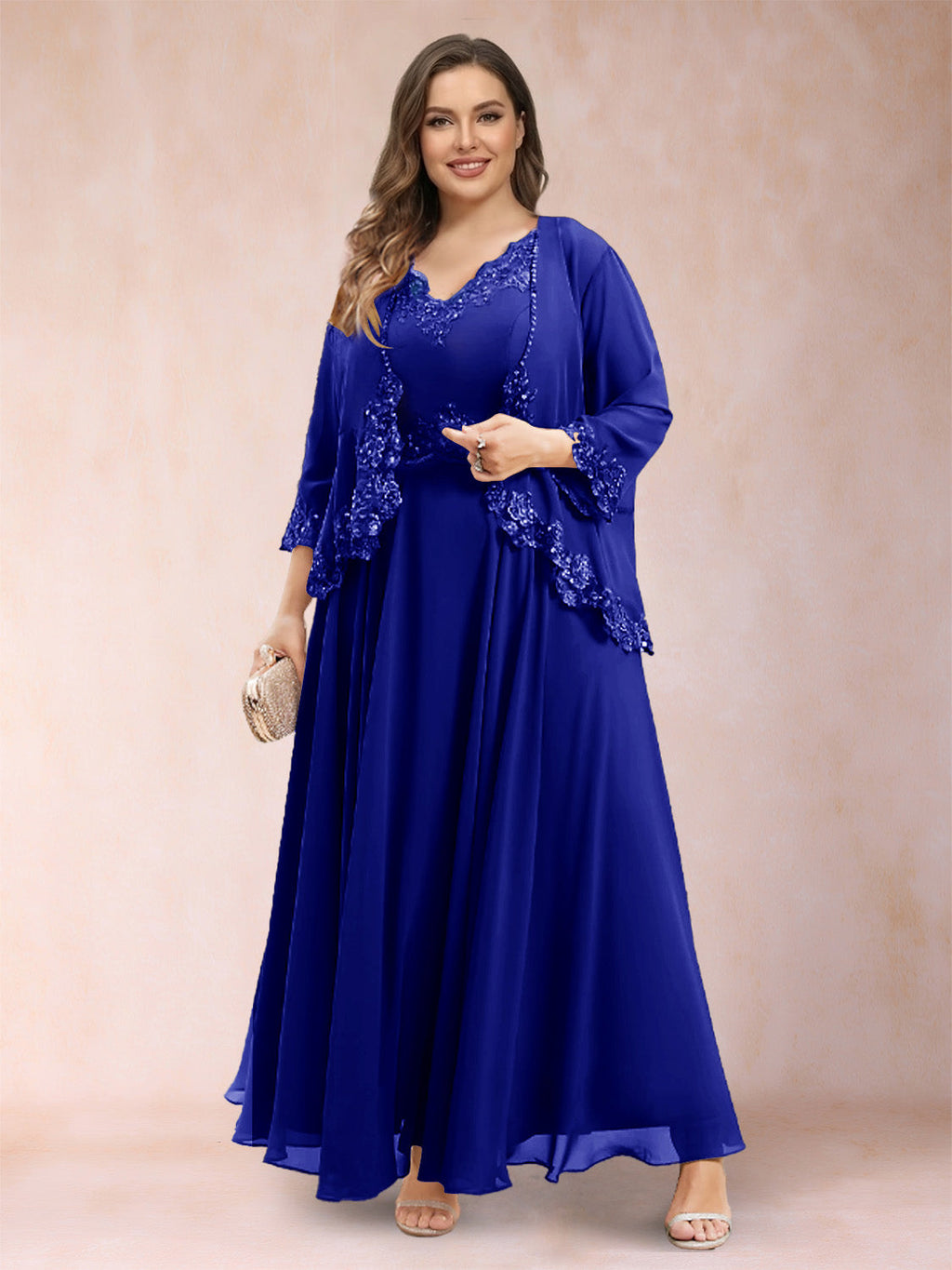 Ophelia Simone Royal Blue side view mother of the bride dress