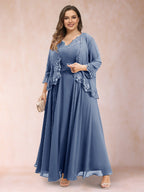 Ophelia Simone Steel Blue fabric detail mother of the bride dress