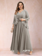 Ophelia Simone Taupe front view mother of the bride dress