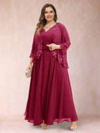 Ophelia Simone Burgundy side view mother of the bride dress