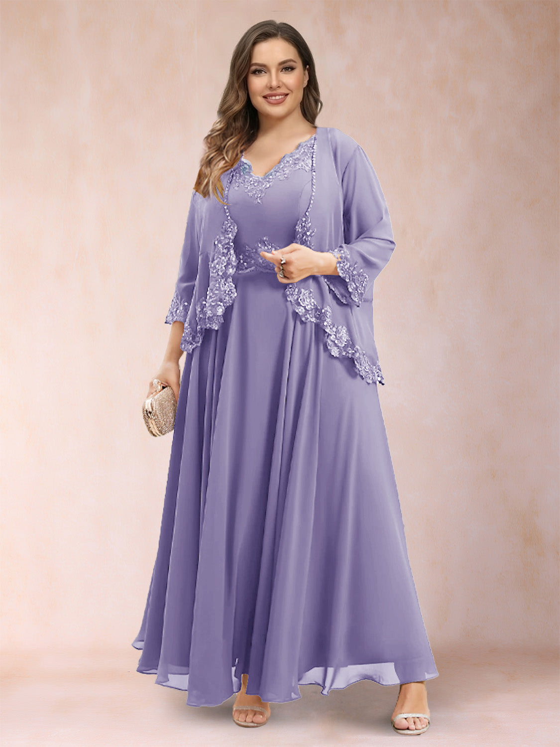 Ophelia Simone Wisteria back view mother of the bride dress