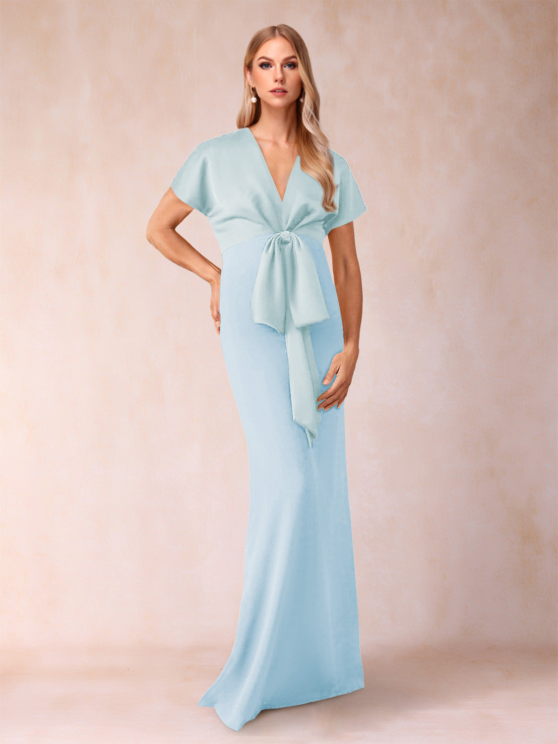Kerensa Sky Blue front view wedding guest dress