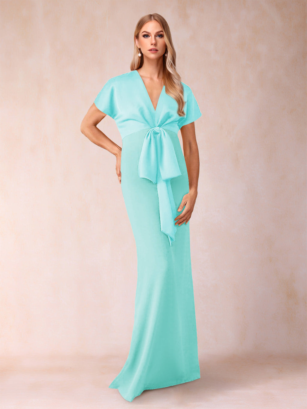 Estelle Rose Sky Blue back view mother of the bride dress