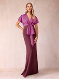 Kerensa Plum front view wedding guest dress