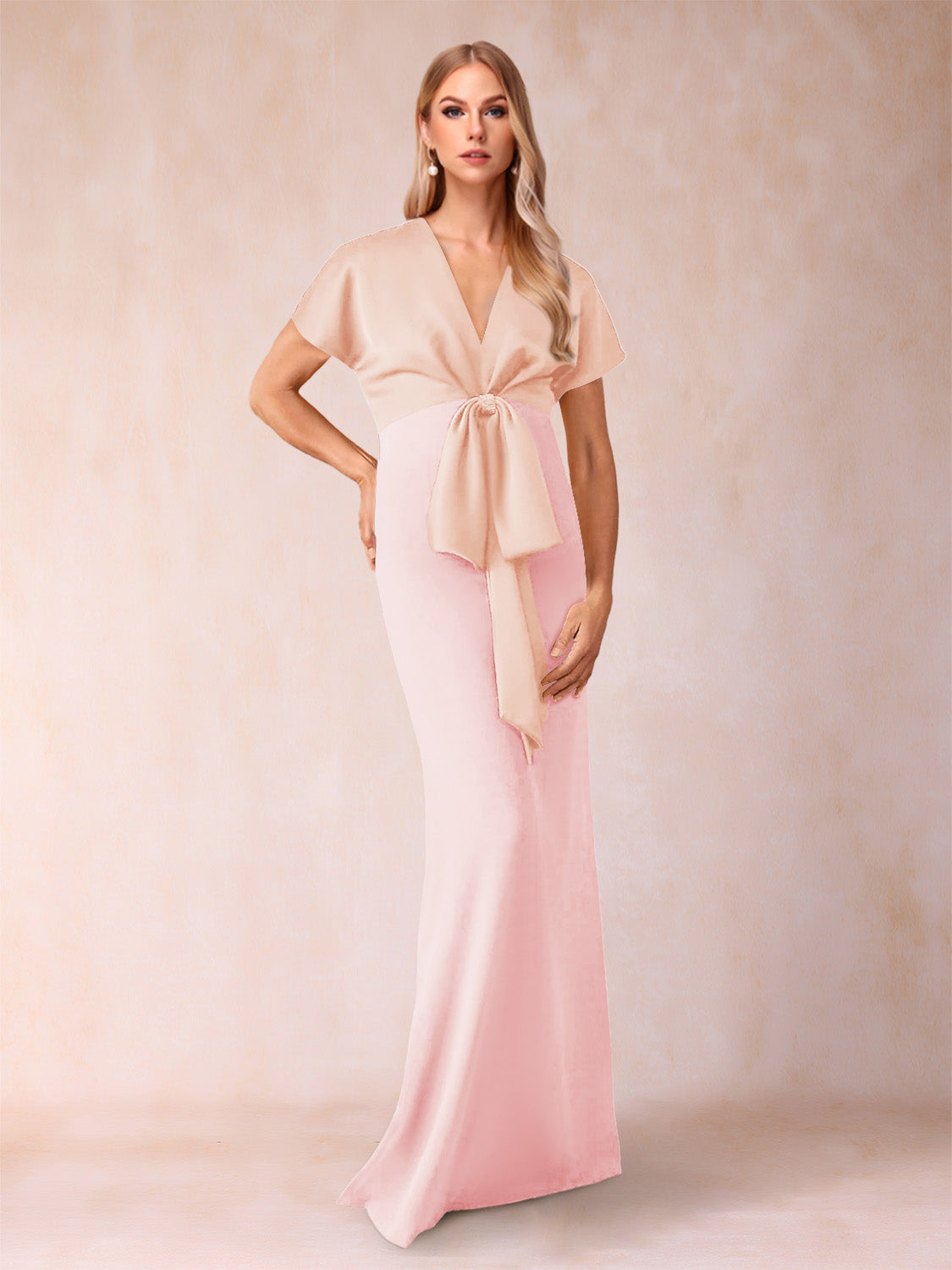 Kerensa Pearl Pink front view wedding guest dress