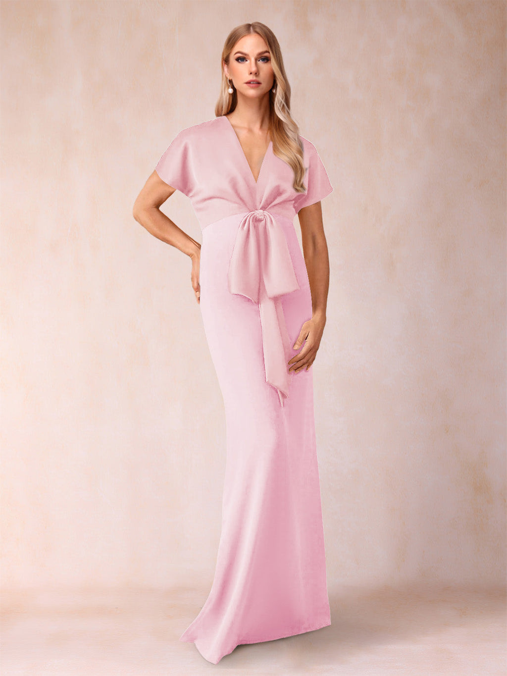 Kerensa Rose Pink front view wedding guest dress