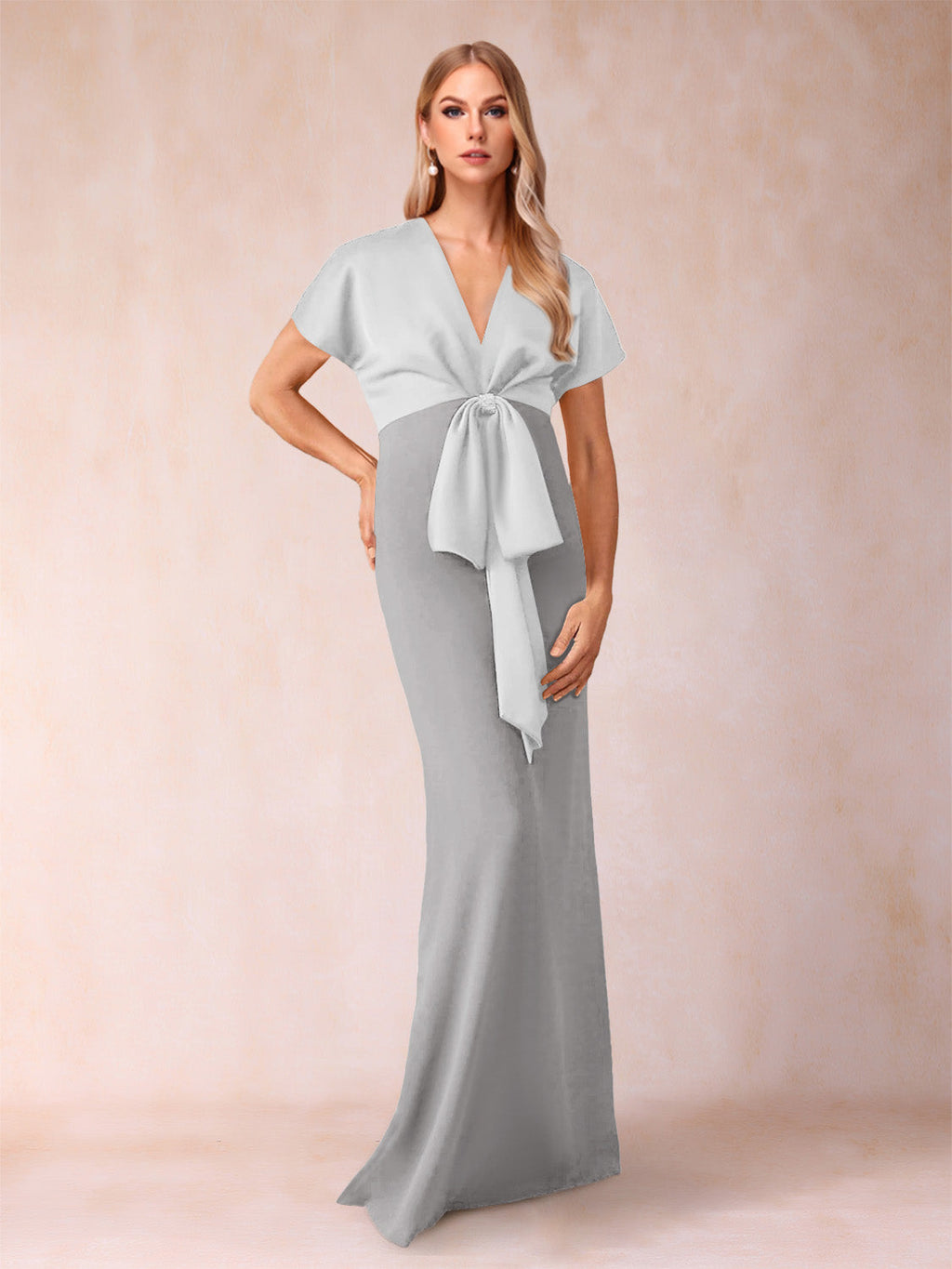 Kerensa Silver front view wedding guest dress
