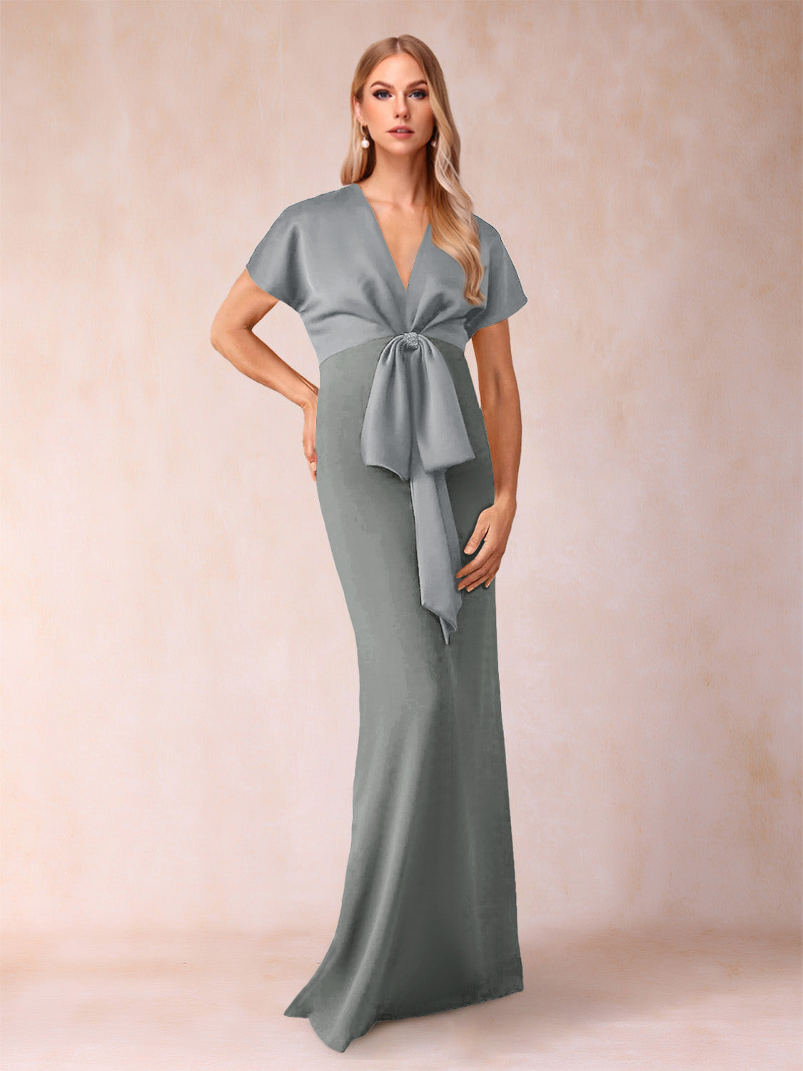 Kerensa Steel Grey front view wedding guest dress