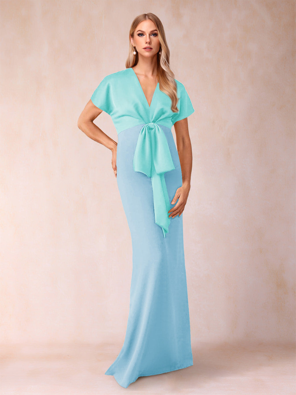 Estelle Rose Sky Blue side view mother of the bride dress