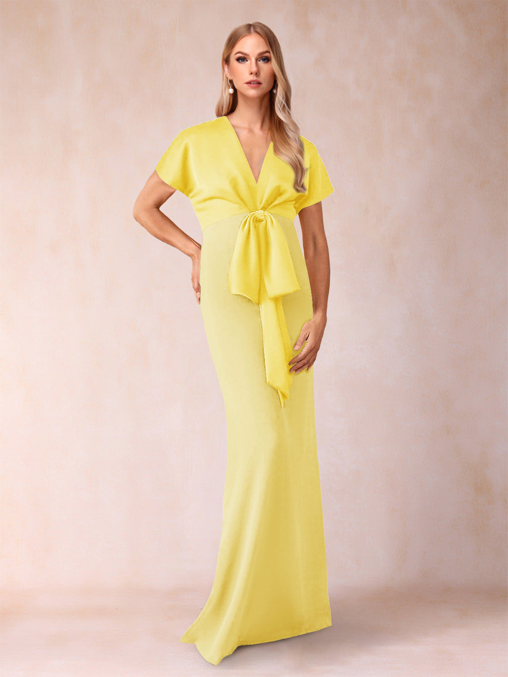 Kerensa Yellow front view wedding guest dress